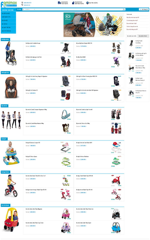 Mẫu thiết kế website b&aacute;n xe đẩy cho b&eacute;